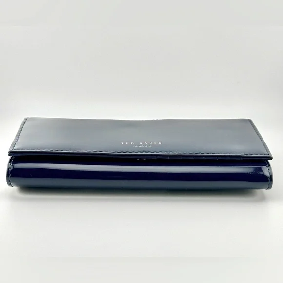 Ted Baker Navy Patent Leather Clutch Wallet - Picture 5 of 16